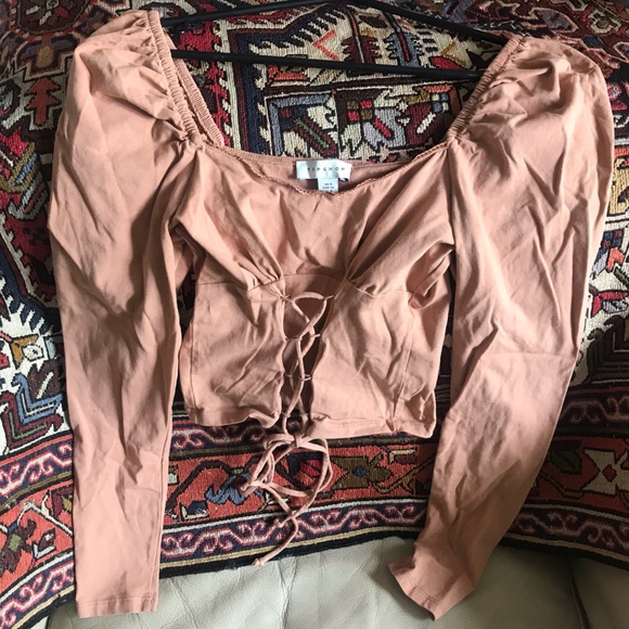 Topshop long-sleeve corset top US 4 nude - Picture 3 of 4